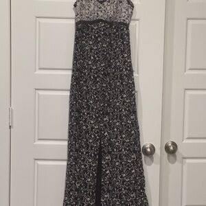 Elegant Black and White Floral Dress